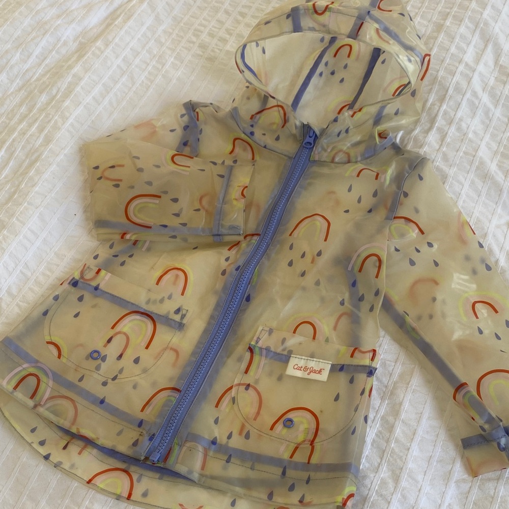 Cat & Jack Kids' Transparent Rainbow Raincoat Size 3T-5T